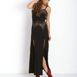 For Love & Lemons Bourbon Black Lace Maxi Dress